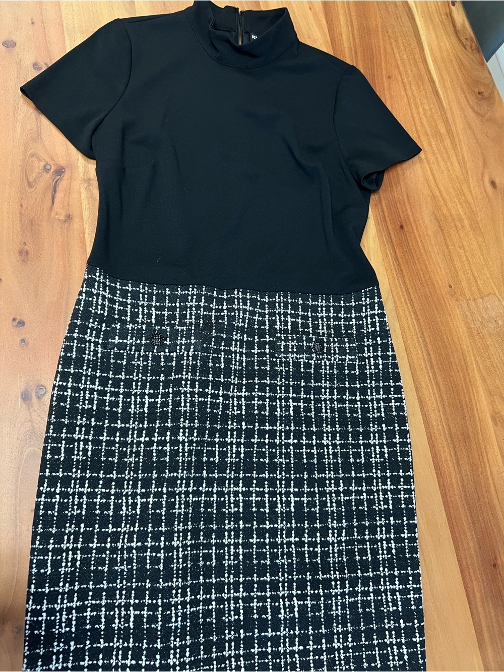 Karl Lagerfeld Black Pencil Skirt with Tweed Panel